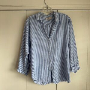 LOFT Blue Striped Women’s Oversized Shirt size S